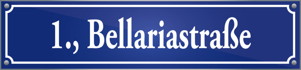 Stra&szlig;enschild Bellariastra&szlig;e im ersten Wiener Gemeindebezirk in Wien &Ouml;sterreich