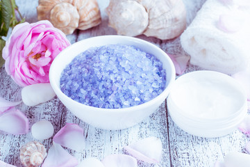 Spa salon with sea salt