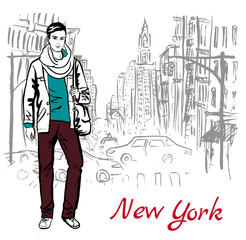 man walking on street