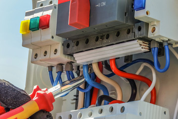 Work pliers in the electrical control panel