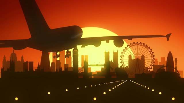London Eye England Europe Big Ben Tower Bridge Thames Travel Airplane Landing City Holiday Orange Red Golden Silhouette Dream Background Aircraft Plane Business Metropolis Text Word Handwrite Name