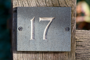 House Number 17 sign