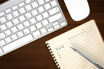 Top view of working place elements