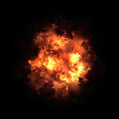 Fire ball isolated on black background