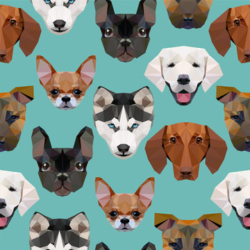Seamless pattern - polygonal dogs