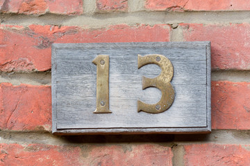 House Number 13 sign