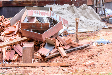 Fototapeta premium Scrap materials at construction site.