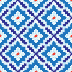 hand drawn blue and white seamless pattern