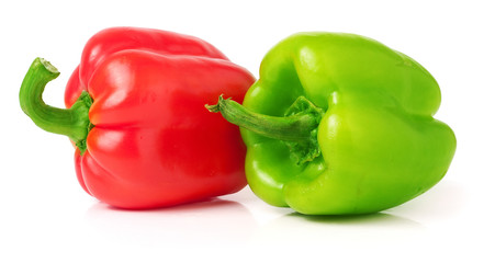 Bell peppers isolated on white background closeup