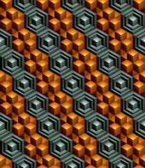 Colorful abstract textured geometric seamless pattern with 3d ge