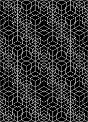 Geometric seamless pattern, endless black and white vector regul