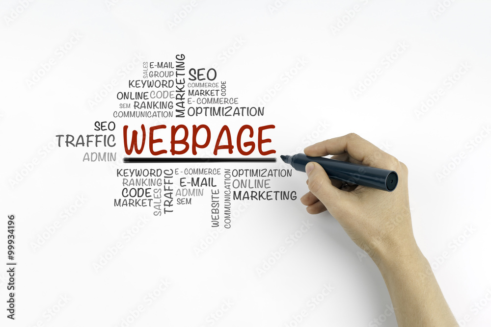 Canvas Prints hand with marker writing webpage word cloud, business concept.