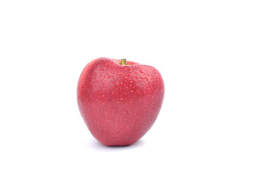Red ripe apples on white background.