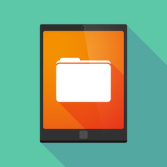 Long shadow tablet pc icon with a folder