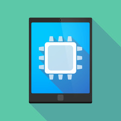 Long shadow tablet pc icon with a cpu