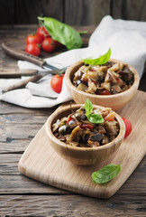 Traditional italian dish with eggplant and tomato