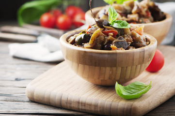 Traditional italian dish with eggplant and tomato