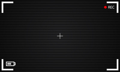 Viewfinder vector icon. Black empty camera screen with cinematic indicators. - obrazy, fototapety, plakaty