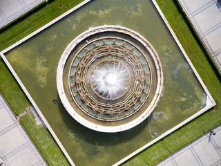 Aerial View of the Fountain located in Empire Square in Belem, Lisbon, Portugal © gustavofrazao