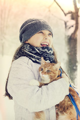 girl and cat