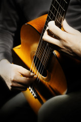 Acoustic guitar classical guitarist - obrazy, fototapety, plakaty