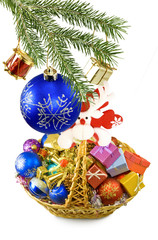 image of mix a Christmas tree and Christmas decorations