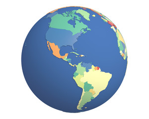Political Globe, centered on the Americas