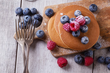 Pancakes with Berries and tea