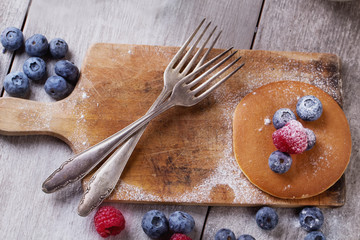 Pancakes with Berries and tea