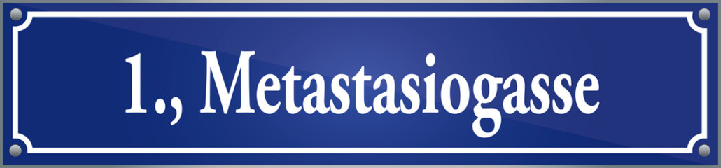 Straßenschild Metastasiogasse im ersten Wiener Gemeindebezirk in Wien Österreich
