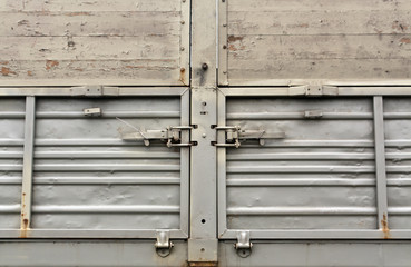 Gray metal truck board.