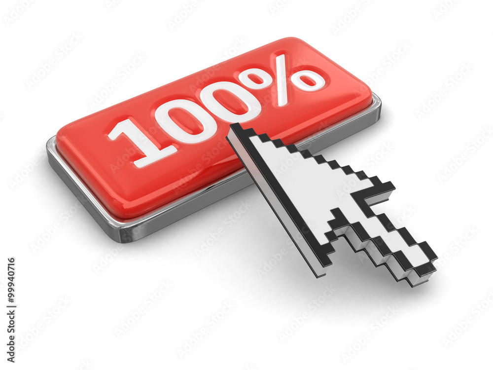 Poster cursor and button 100%. image with clipping path