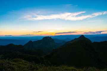 Beautiful sunset in mountains