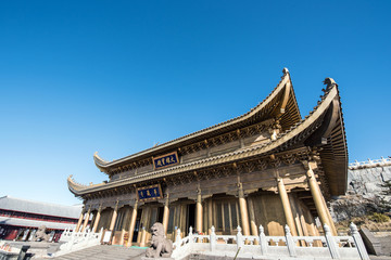 A temple at the top of the Emei Mountain -Sichuan, China; chines