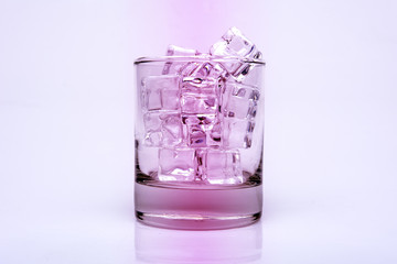 Ice cubes in glass vintage tone