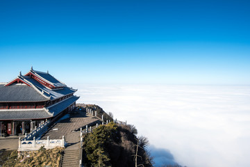 peak of Emei Mountain in winter -Sichuan, China - obrazy, fototapety, plakaty