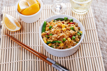 fried rice with vegetables beans peas corn