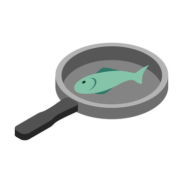 recommend clip art: Fish in the pan 3d isometric icon