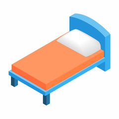 Bed in hotel isometric 3d icon