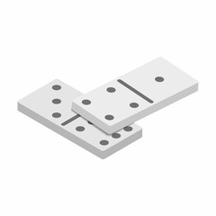 White domino dice with black dots sometric 3d icon