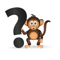 cute chimpanzee little monkey and question mark eps10