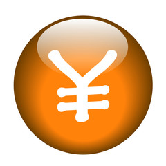 YEN symbol, yen sign, dark gray color round glossy push button, gel like, isolated on white background, fully editable vector illustration EPS 10