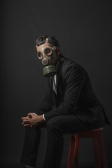 office worker with a mask gas