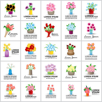 Bouquet Icons Set - Isolated On White Background - Vector Illustration, Graphic Design, Editable For Your Design