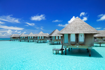 Fototapeta Maldivian water bungalows obraz