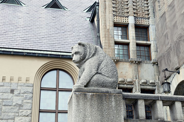 Bear sculpture - architectural decoration of National Museum of