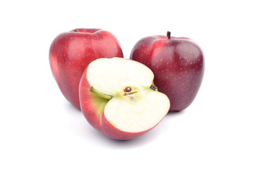 Red ripe apples on white background.