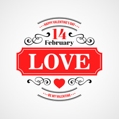 Happy Valentine Day Typographical Background. Vector illustration