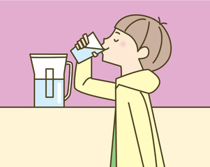 水を飲む子ども