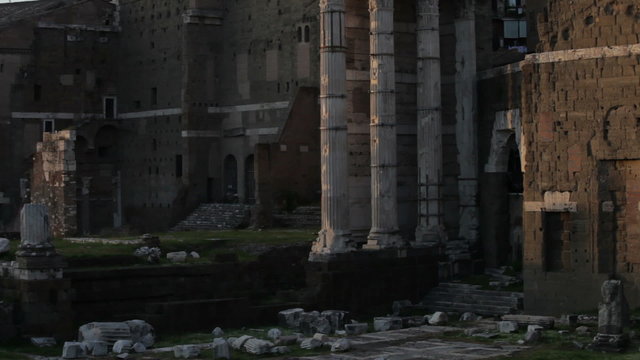 View of the several columns, part of the Roman Forum ruins